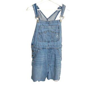 Gap Denim Shortalls with Washwell Light Destroy Raw Hem Women's Size S